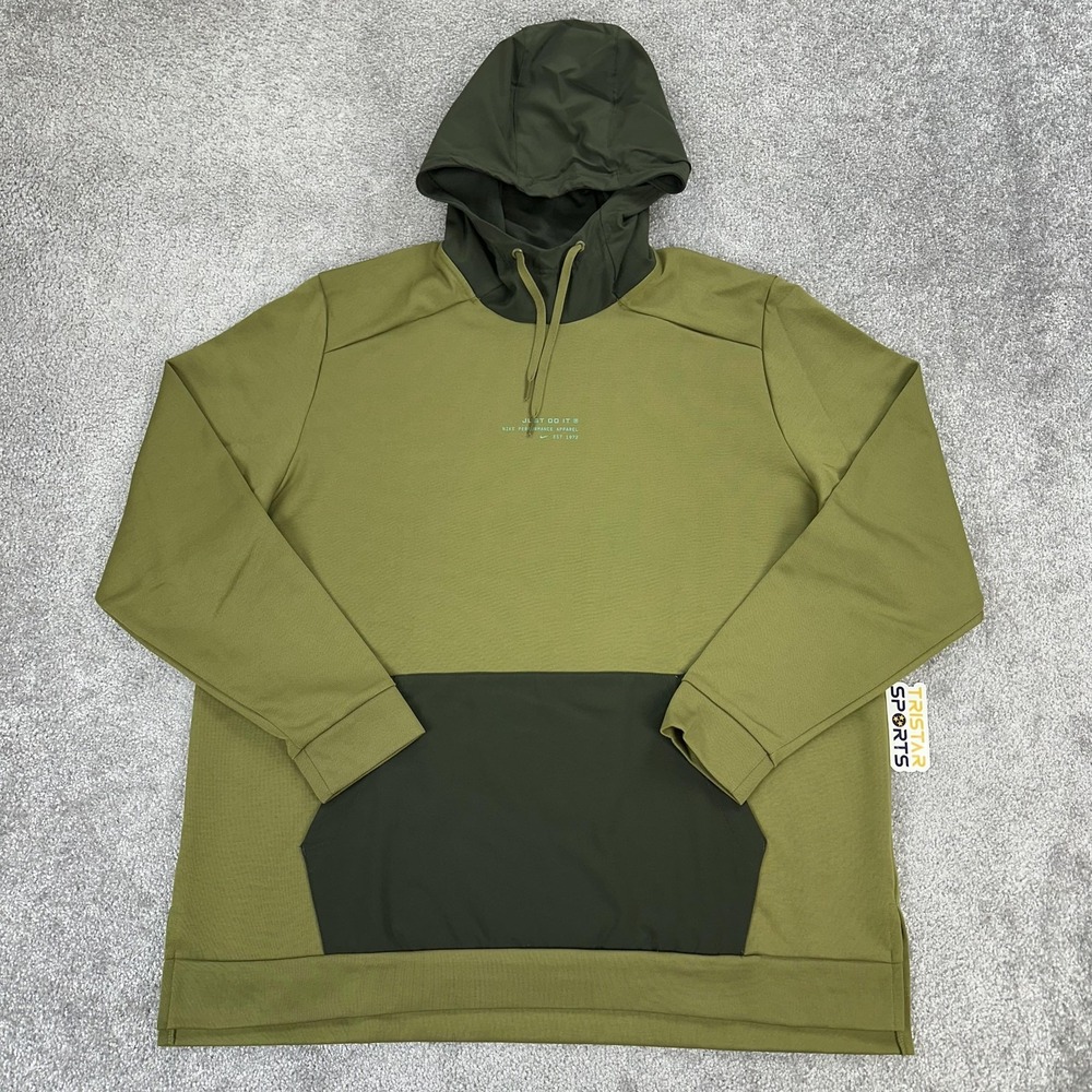 Nike Hoodie Mens XXL Green Dri-Fit Training Pullover Just Do It Logo Swoosh 2XL